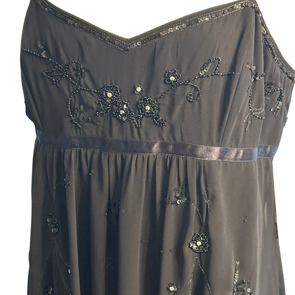 Y2K Black Chiffon Beaded Midi Dress - Picture 5 of 9